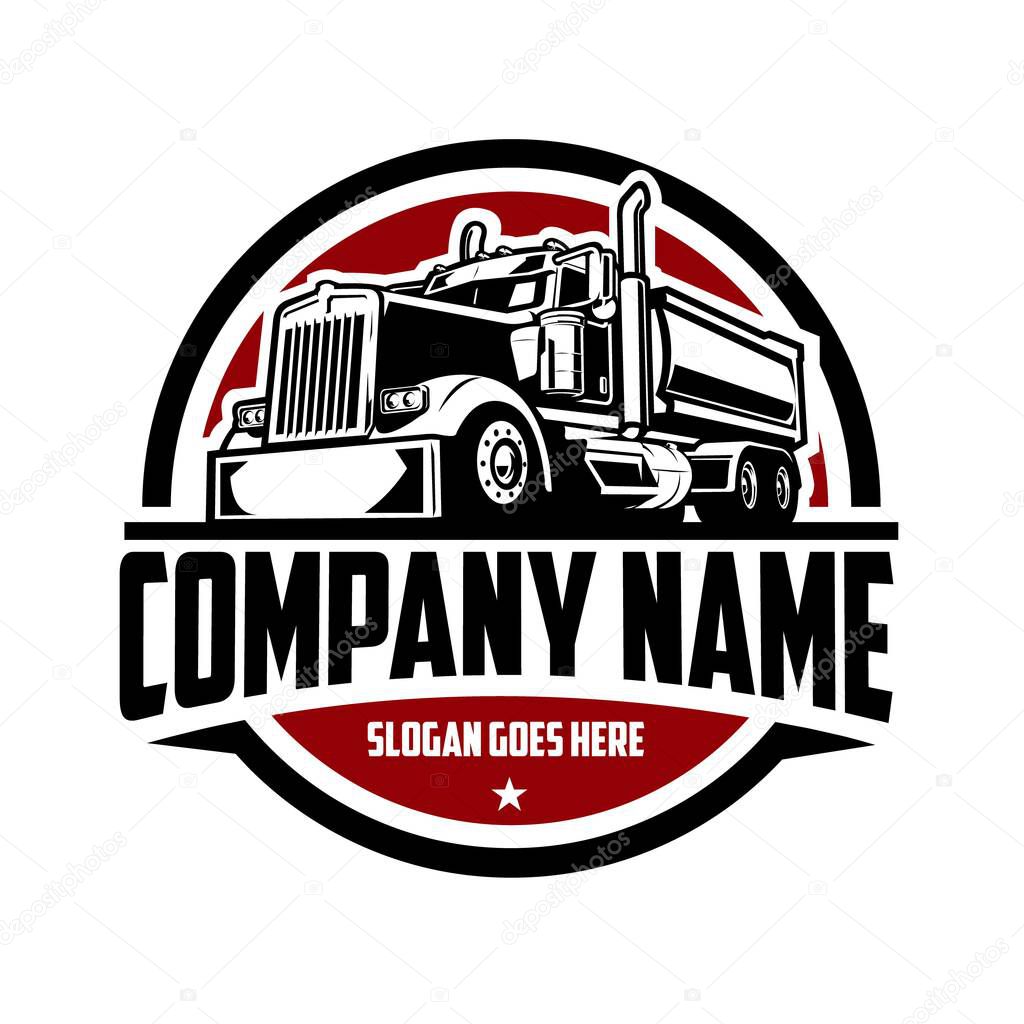 Trucking company badge circle emblem vector ready made logo template set isolated