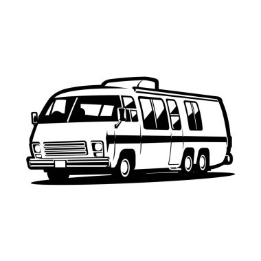 Klasik klasik karavan karavan karavanı karavan monokrom vektörü izole edildi