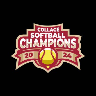 Kolaj softball şampiyonlarının logosu vektör grafik tasarımı. Tekstil baskı spor tişörtü tasarımı için en iyisi