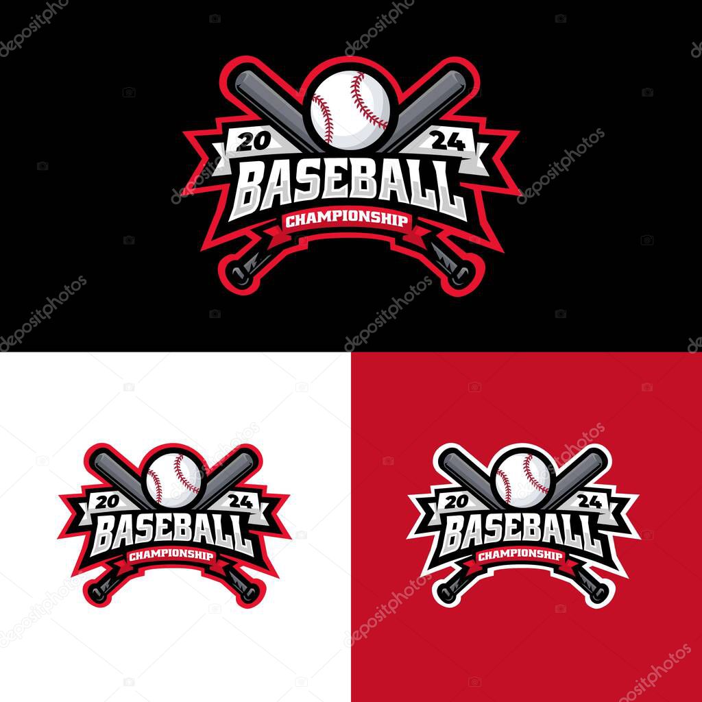 Baseball championship 2024 logo emblem vector graphic design. Best for textile sport print tshirt design