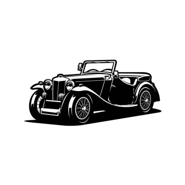 Tek renkli klasik araba vektörü izole edildi