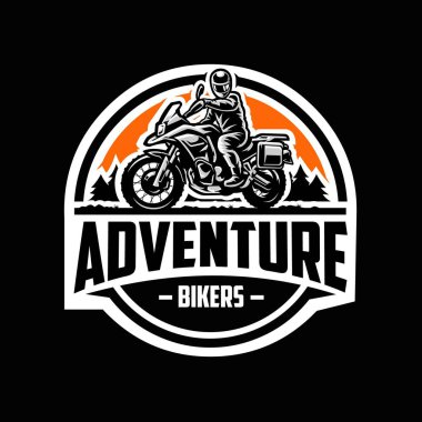 Maceracı motorcu amblemi logo vektörü izole edildi. Offroad moto çapraz sanayi için en iyisi
