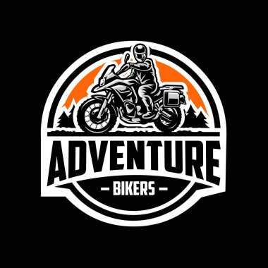 Adventure biker emblem logo vector isolated. Best for offroad moto cross related industry clipart