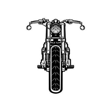 Özel motosiklet vektör sanatı izole edildi. Klasik motosiklet ön görüş vektör sanat çizimi