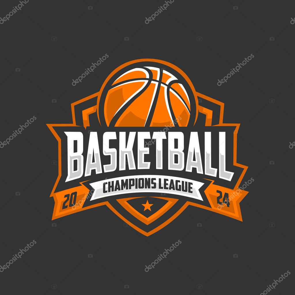 Basketball champions league 2024 logo emblem vector isolated. Best for basketball sport tshirt design and logo