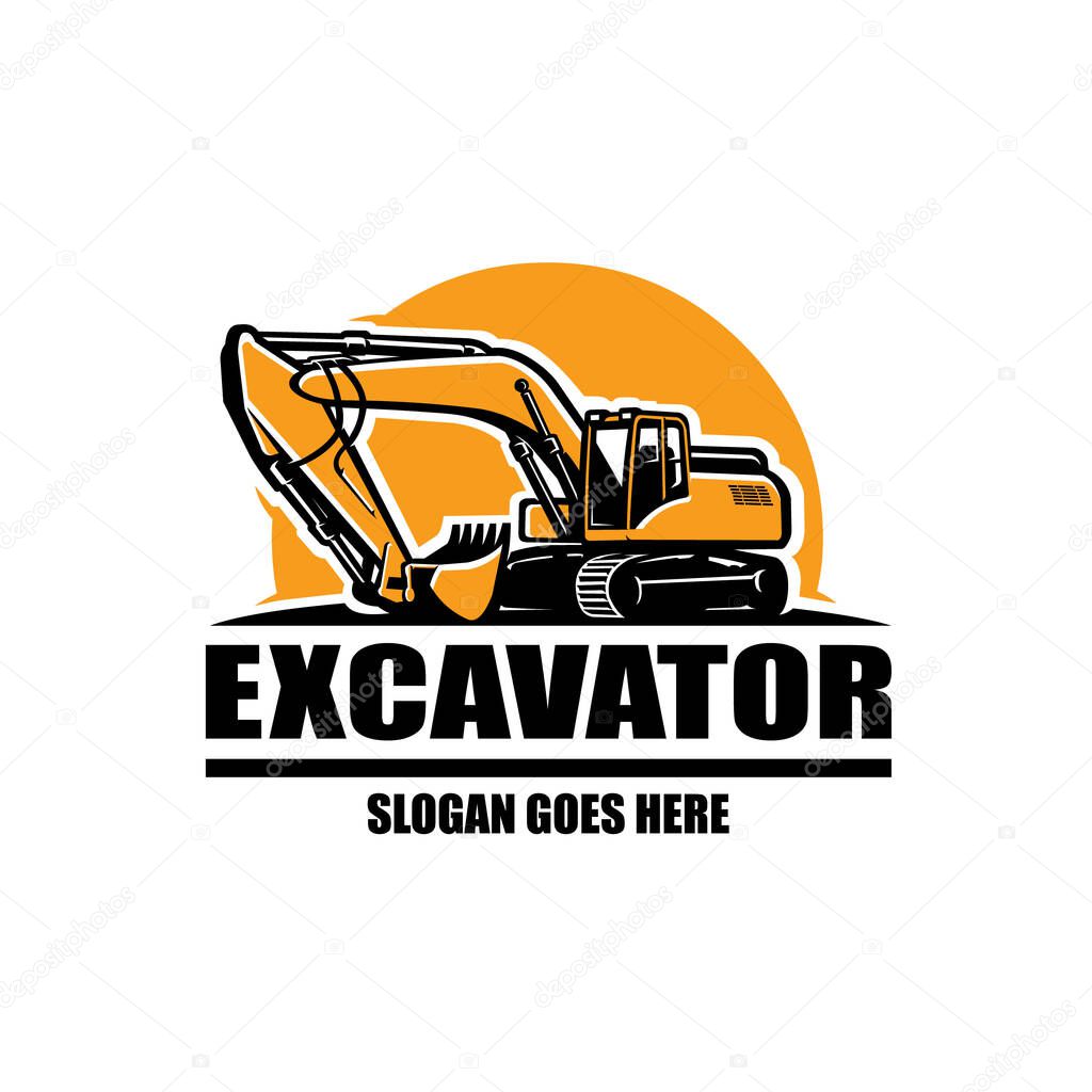 Excavator heavy duty construction logo vector design illustration. Best for construction related industry
