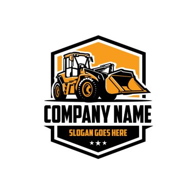 Buldozer Ağır Görev İnşaat Logo Vektörü izole edildi. İnşaatla İlgili Endüstri İçin En İyi