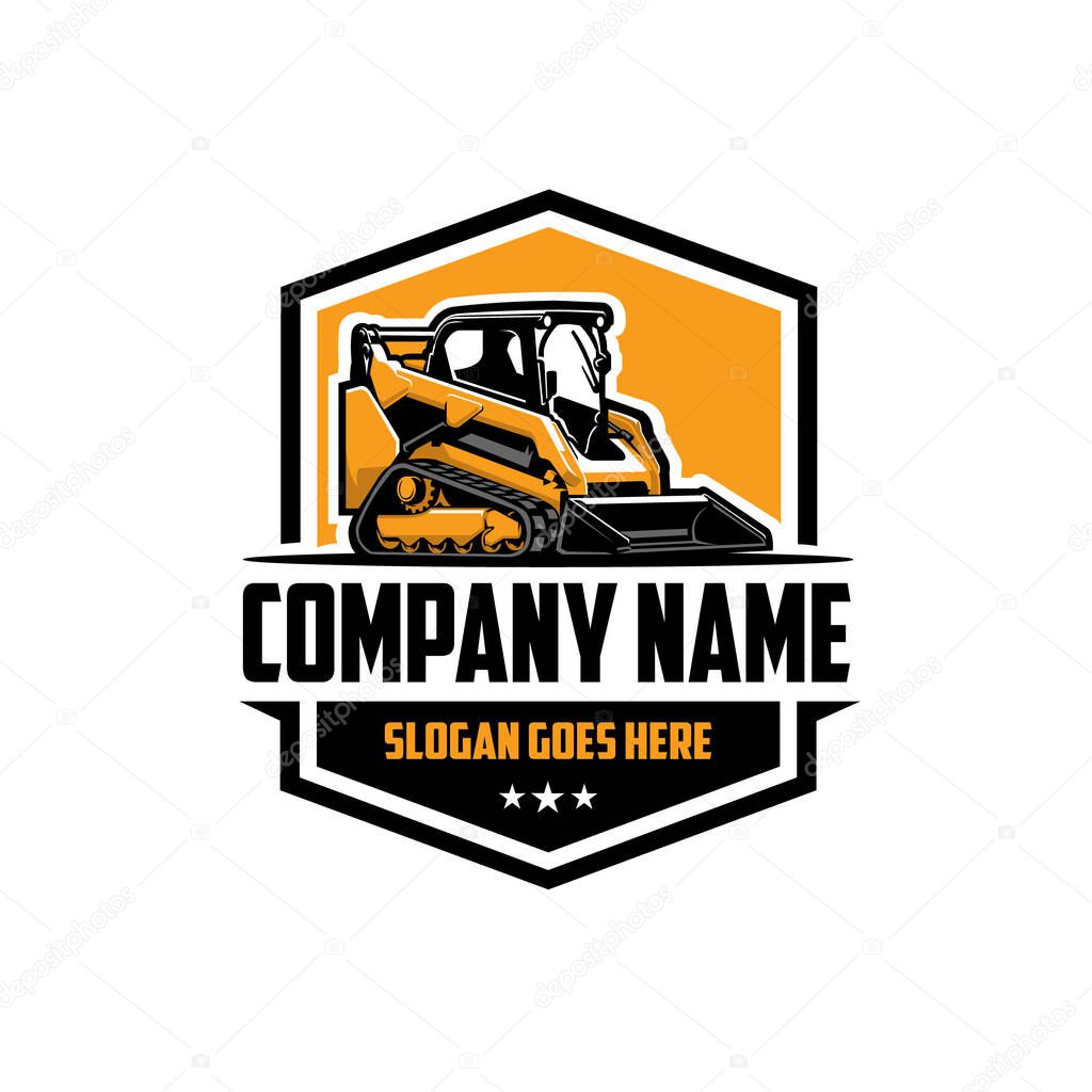 Skid Track Loader Company Emblem Logo. Ready Made Logo Vector. Best for Agricultural and Earth Mover Related Industry