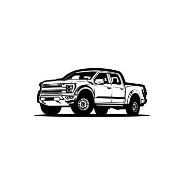 Premium 4x4 Macera Kamyonu Tek Renkli Siluet Vektörü İzole Edildi
