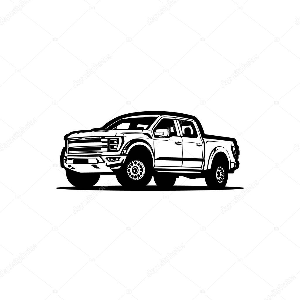 Premium 4x4 Adventure Truck Monochrome Silhouette Vector Isolated
