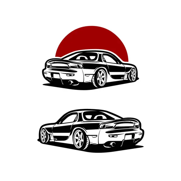 stock vector Japanese 90s Sport Car Rear View Vector Art Illustration. Best for Automotive Tshirt Design Illustration