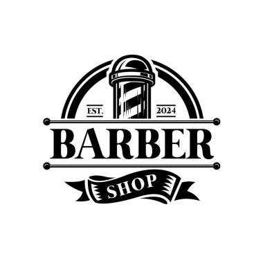 Berber dükkanı logo vektör çizimi izole şablon seti