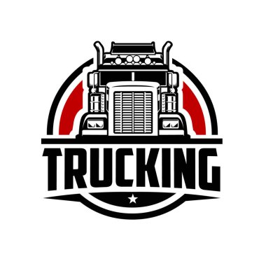 Trucking Company Front View Logo Emblem Vector Isolated. Best for Trucking and Freight Related Logo clipart