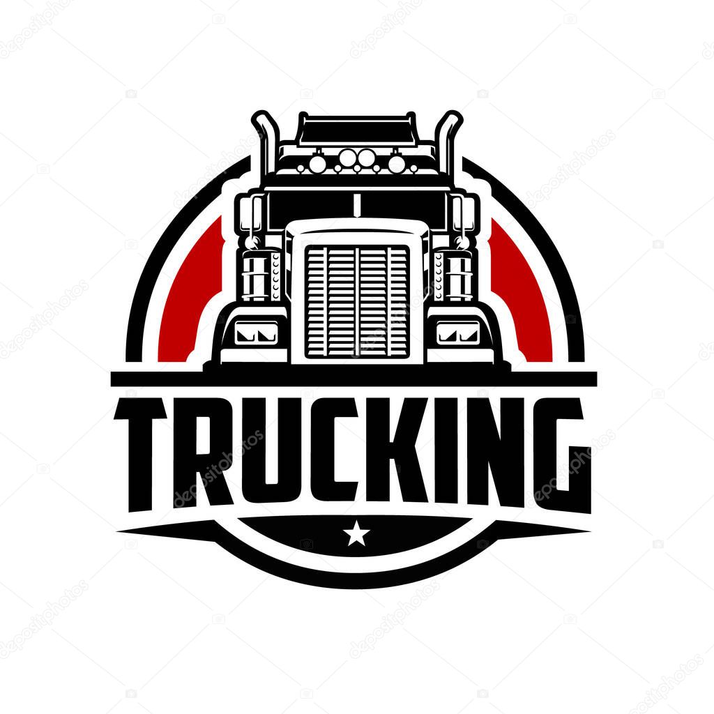 Trucking Company Front View Logo Emblem Vector Isolated. Best for Trucking and Freight Related Logo