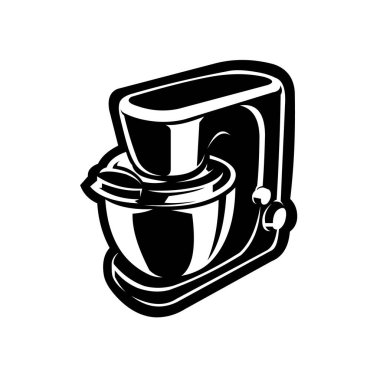 Elektrik karıştırıcı simgesi. Beyaz arkaplanda tek renkli vektör