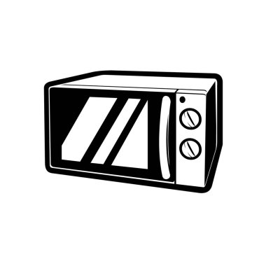 Mutfak mikrodalga vektörü tek renkli siluet çizimi izole edildi