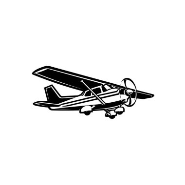 Küçük düzlem vektörü monokrom çizimi izole edildi