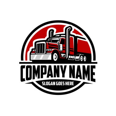 Premium Taşımacılık Şirketi logo vektör çizimi izole edildi. Taşımacılık ve taşımacılık sektöründe en iyisi