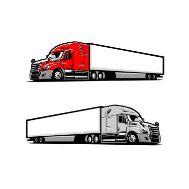 Yarı kamyon nakliyat 18 tekerlek büyük sondaj vektör çizimi, taşımacılık ve taşımacılık endüstrisi için en iyisi
