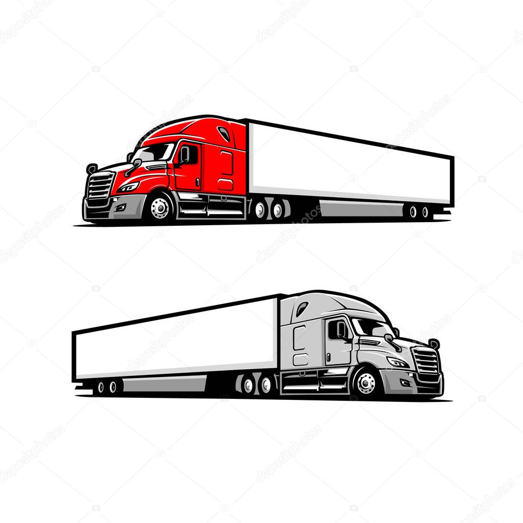 Semi truck freight 18 wheeler big rig vector illustration, Best for trucking and freight related industry