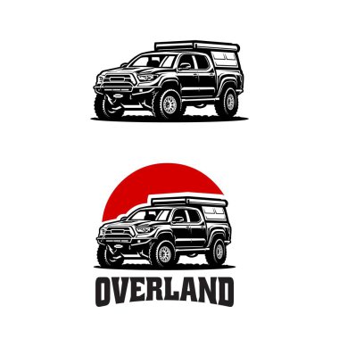 Overland offroad 4x4 vehicle vector illustration. Adventure double cabin truck vector isolated clipart