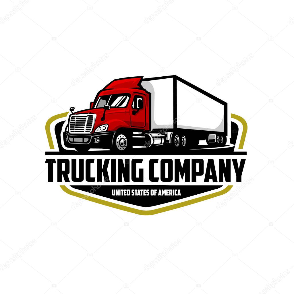 Trucking Company Emblem Logo Vector Template. Best for Trucking and Freight Related Industry