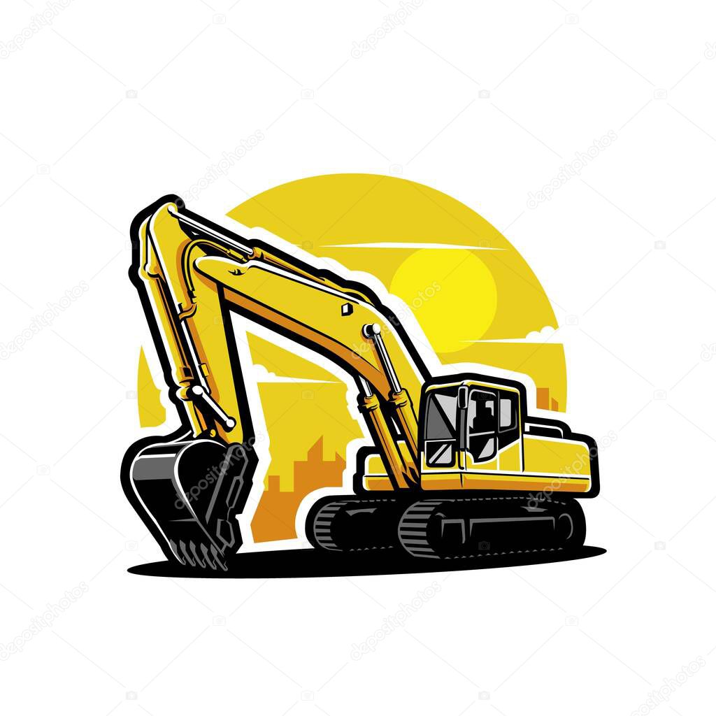 Vector Art Illustration of Excavator. Best for Construction and Excavating Related Industries