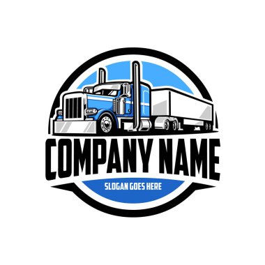 Yarı Kamyon Şirketi Logo Vektörü. Taşımacılık ve taşımacılık endüstrisi için en iyi logoyu 18 tekerlekli kamyon hazırladı.
