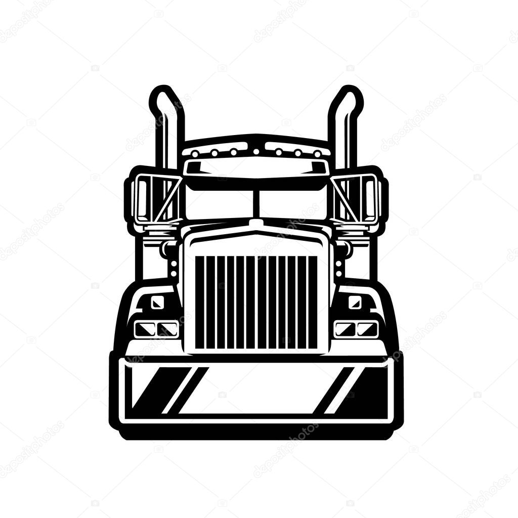 Semi truck 18 wheeler freight big rig front view vector illustration isolated