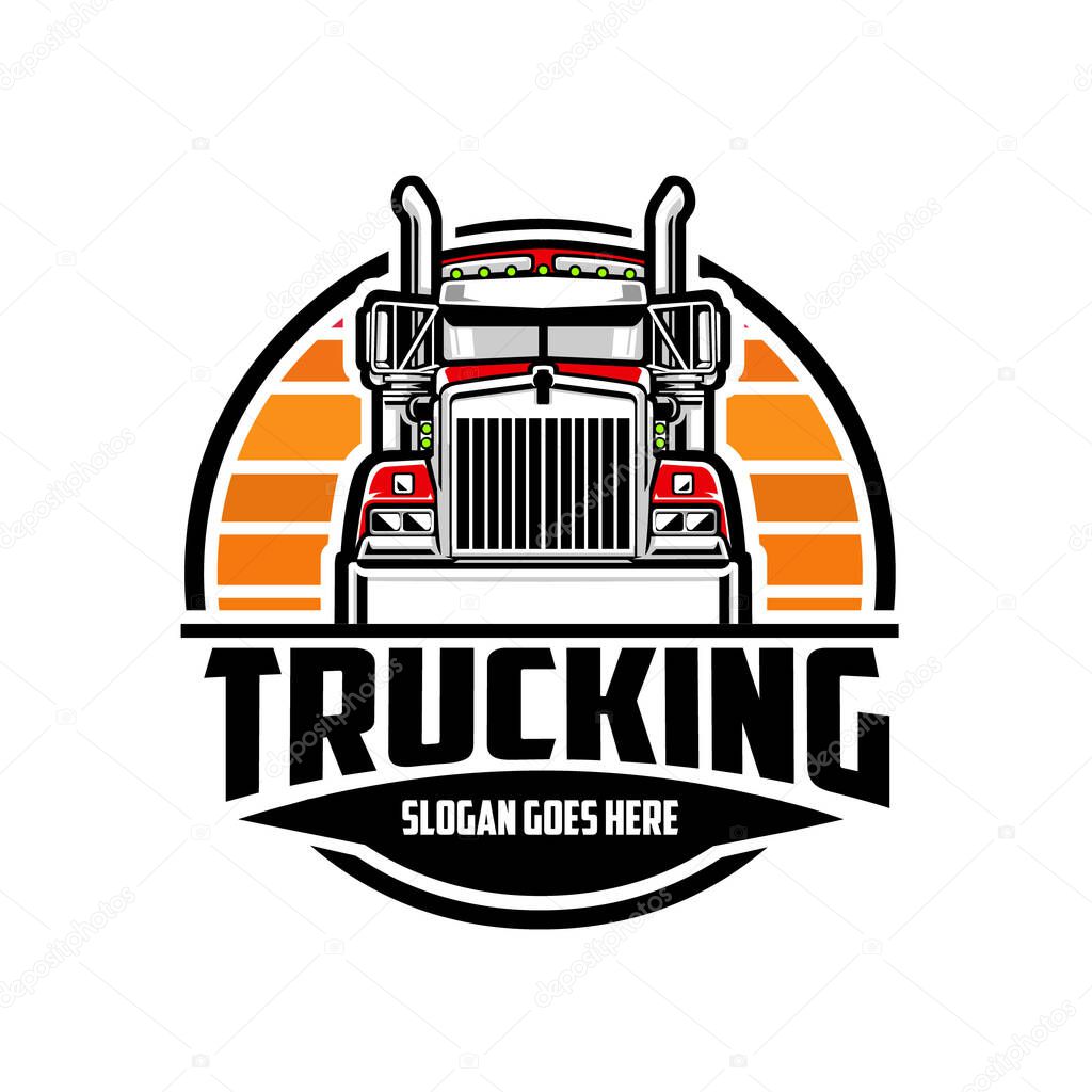 Premium Trucking Company Ready Made Logo. 18 Wheeler Semi Truck Logo Vector. Best for Trucking and Freight related Industry