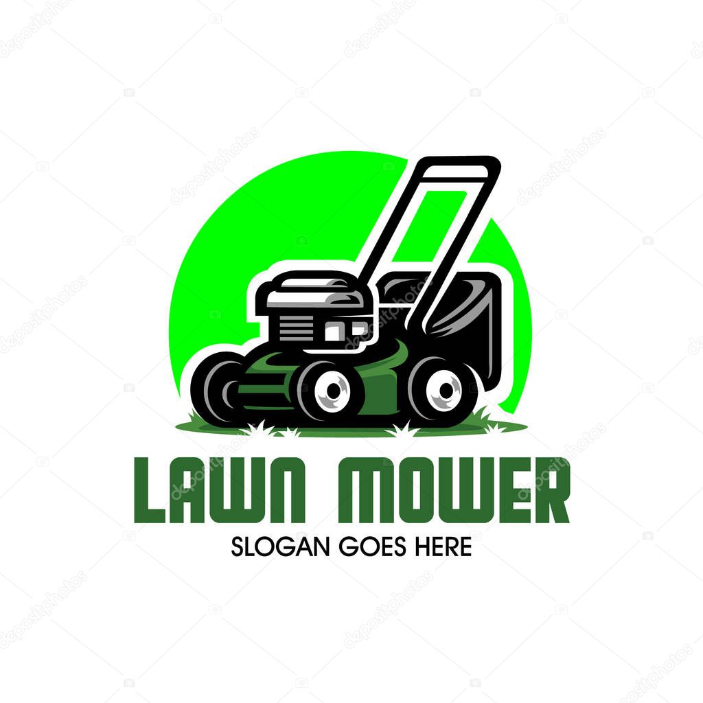 Lawn Mower Logo Vector Design. Best for Lawn Care and Service Illustration