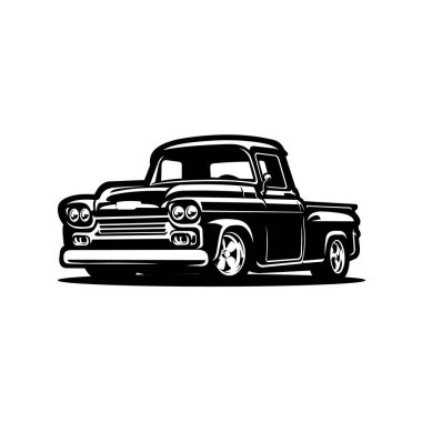 Klasik Retro Pickup Kamyon Vektörü izole edildi