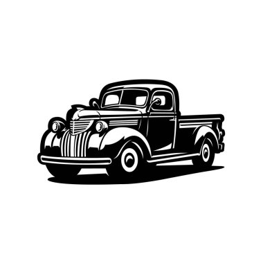 Vintage Pickup Çiftlik Kamyonu Vektörü izole edildi