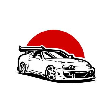 90 'ların Japon Spor Arabası JDM Vektör Simgesi İzole Edildi
