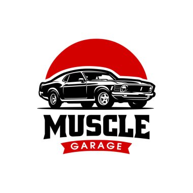 Amerikan Klasik Kas Araba Garajı Logo Vektörü İzole Edildi