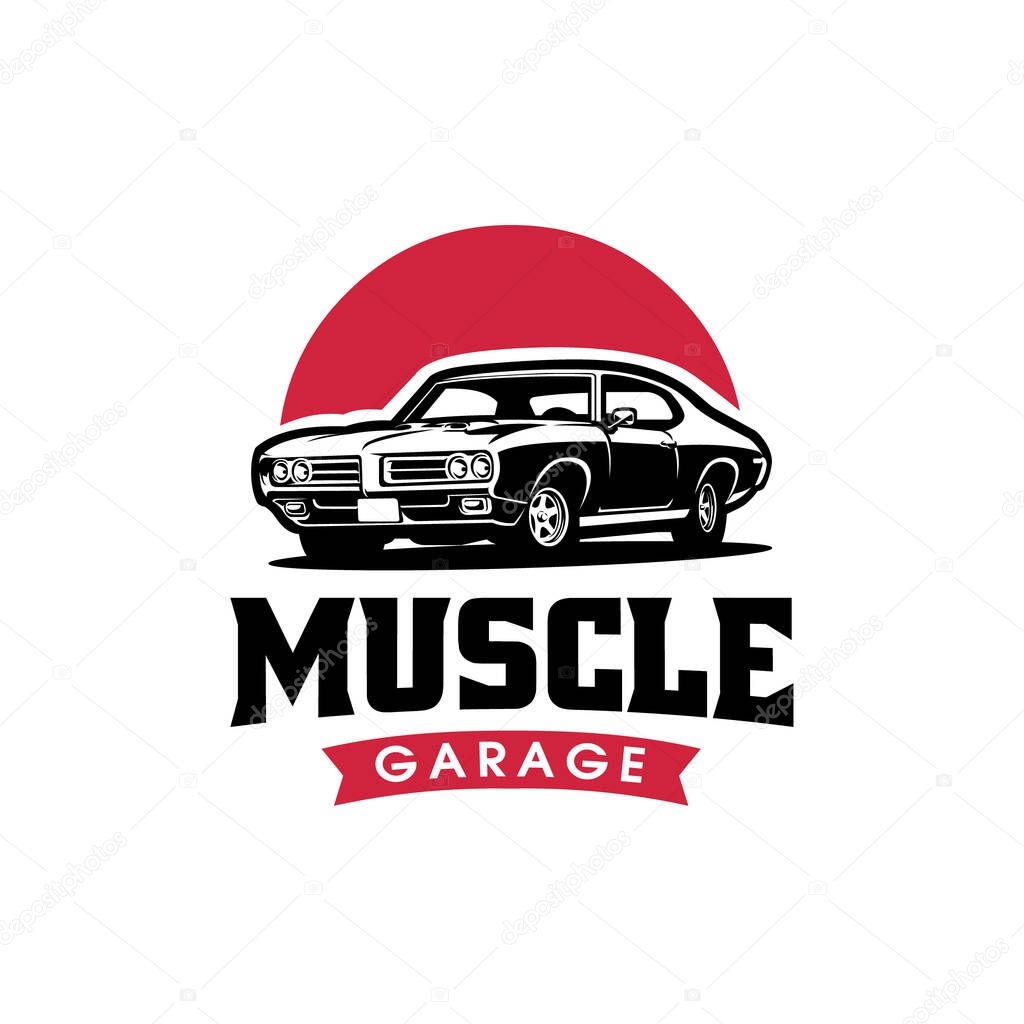 Classic Muscle Car Garage Logo Vector Isolated