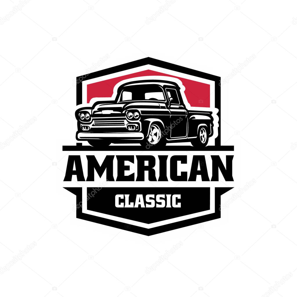 American Classic Pickup Truck Emblem Logo Vector Isolated