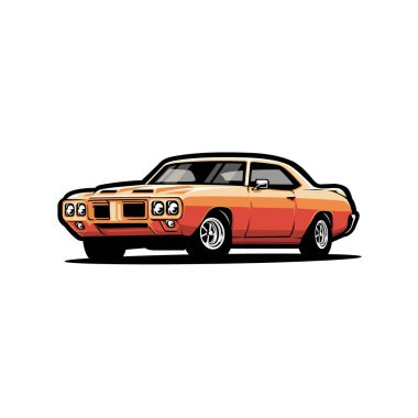 Kalın klasik Amerikan kaslı araba vektörü izole edildi