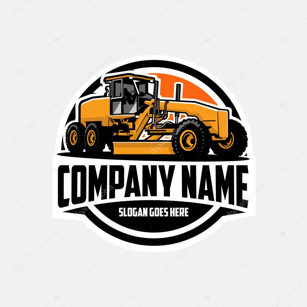 Road construction and maintenance company emblem logo vector isolated