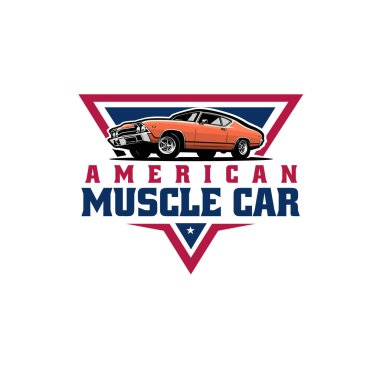 Amerikan kaslı araba amblemi logosu, vektörü izole etmeye hazır.
