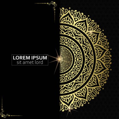 Lüks altın mandala düğün davetiyesi için dekoratif arka plan, mandala tarzı premium vektör içeren kitap kapağı