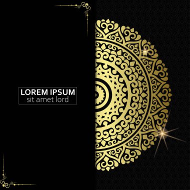 Lüks altın mandala düğün davetiyesi için dekoratif arka plan, mandala tarzı premium vektör içeren kitap kapağı