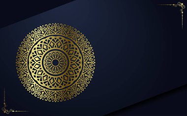 Lüks altın mandala düğün davetiyesi için dekoratif arka plan, mandala tarzı premium vektör içeren kitap kapağı