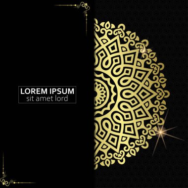 Lüks altın mandala düğün davetiyesi için dekoratif arka plan, mandala tarzı premium vektör içeren kitap kapağı