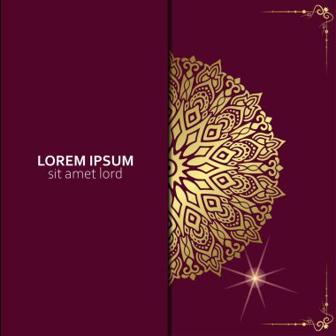 Lüks altın mandala düğün davetiyesi için dekoratif arka plan, mandala tarzı premium vektör içeren kitap kapağı