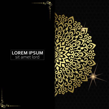 Lüks altın mandala düğün davetiyesi için dekoratif arka plan, mandala tarzı premium vektör içeren kitap kapağı