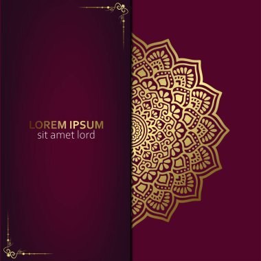 Lüks altın mandala düğün davetiyesi için dekoratif arka plan, mandala tarzı premium vektör içeren kitap kapağı