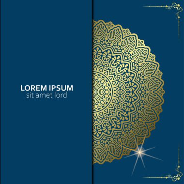 Lüks altın mandala düğün davetiyesi için dekoratif arka plan, mandala tarzı premium vektör içeren kitap kapağı