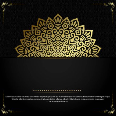 Lüks altın mandala düğün davetiyesi için dekoratif arka plan, mandala tarzı premium vektör içeren kitap kapağı