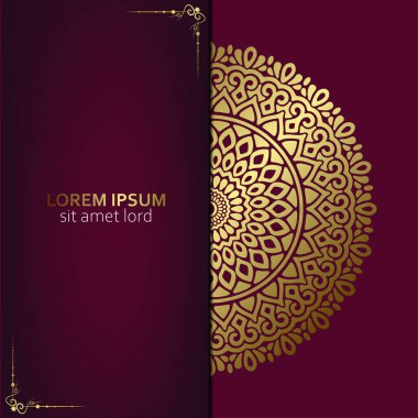 Lüks altın mandala düğün davetiyesi için dekoratif arka plan, mandala tarzı premium vektör içeren kitap kapağı